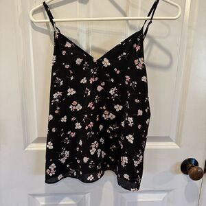 Abound XS floral black tank top sleeveless shirt blouse